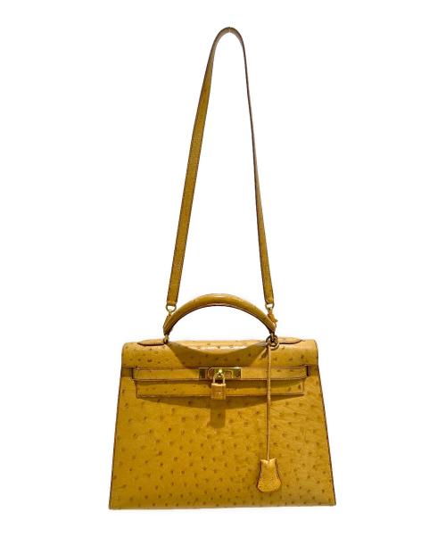 HERMES（エルメス）HERMES (エルメス) ケリー32 外縫い/チェスナッツ/ゴールド金具/オーストリッチ/〇Y刻印:1995年製 チェスナッツ サイズ:32の古着・服飾アイテム