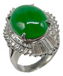 NO BRAND（ノーブランド）の古着「翡翠 ダイヤ 取り巻きリング」