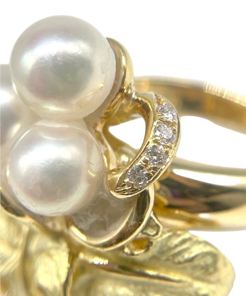 NO BRAND JEWELRY（ノーブランドジュエリー）NO BRAND JEWELRY (ノーブランドジュエリー) フラワーデザインパール×ダイヤモンドリング/K18/16.8g サイズ:12号の古着・服飾アイテム