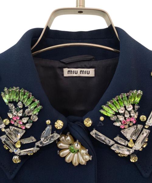 MIU MIU（ミュウミュウ）MIU MIU (ミュウミュウ) ビジュージャケット ネイビー サイズ:36の古着・服飾アイテム