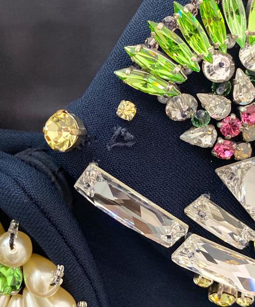 MIU MIU（ミュウミュウ）MIU MIU (ミュウミュウ) ビジュージャケット ネイビー サイズ:36の古着・服飾アイテム