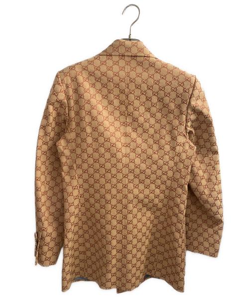 GUCCI（グッチ）GUCCI (グッチ) GG柄テーラードジャケット ブラウン サイズ:44の古着・服飾アイテム