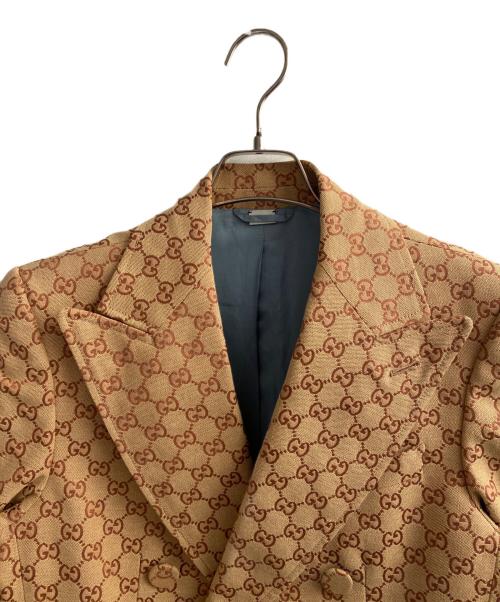 GUCCI（グッチ）GUCCI (グッチ) GG柄テーラードジャケット ブラウン サイズ:44の古着・服飾アイテム