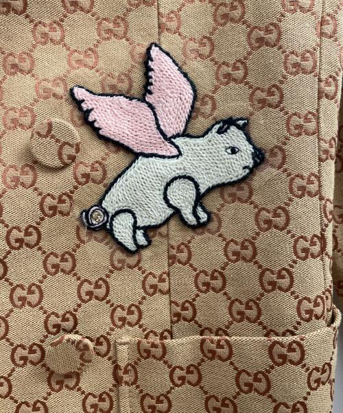 GUCCI（グッチ）GUCCI (グッチ) GG柄テーラードジャケット ブラウン サイズ:44の古着・服飾アイテム