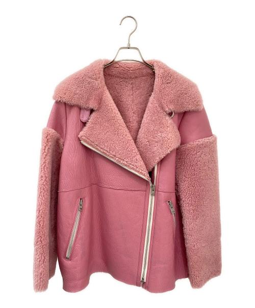 Chika Kisada（チカ キサダ）Chika Kisada (チカ キサダ) ムートン ライダースジャケット ピンク サイズ:1の古着・服飾アイテム