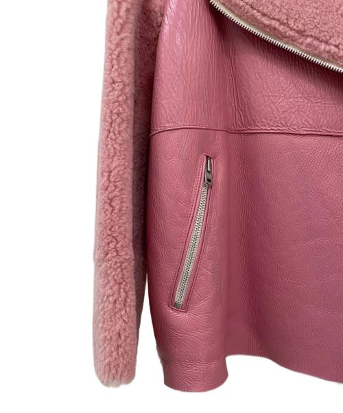 Chika Kisada（チカ キサダ）Chika Kisada (チカ キサダ) ムートン ライダースジャケット ピンク サイズ:1の古着・服飾アイテム