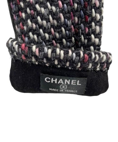 CHANEL（シャネル）CHANEL (シャネル) ココマーク ツイード×レザーグローブ ブラック サイズ:7の古着・服飾アイテム
