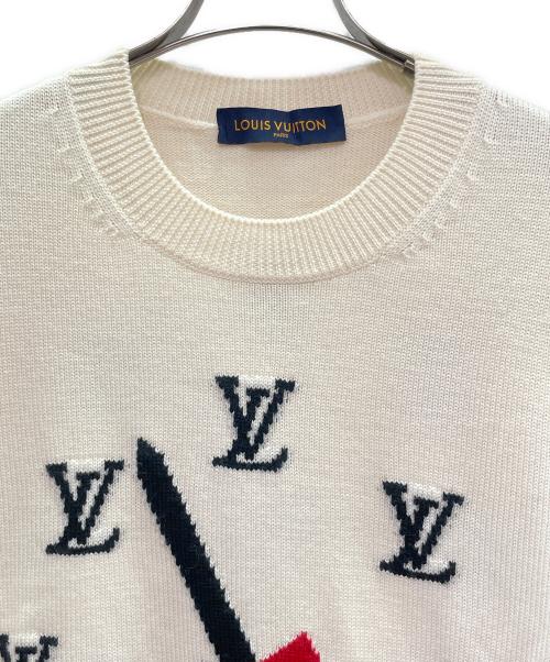 LOUIS VUITTON（ルイ ヴィトン）LOUIS VUITTON (ルイ ヴィトン) クロックインタルシアセーター アイボリー サイズ:XLの古着・服飾アイテム