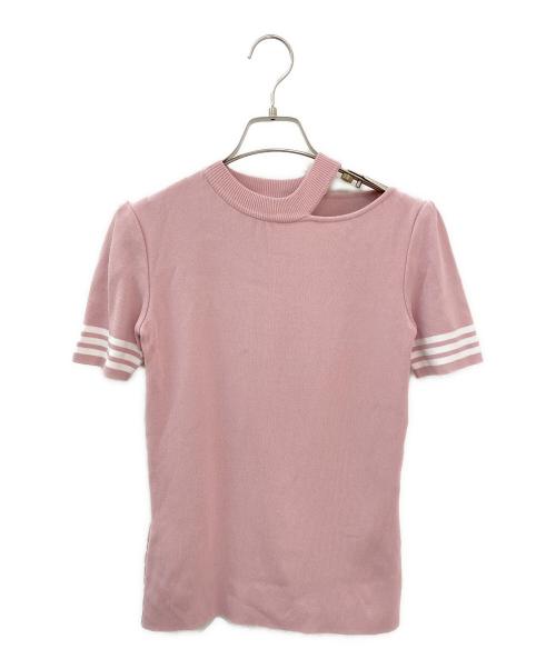 BORDERS at BALCONY（ボーダーズアットバルコニー）BORDERS at BALCONY (ボーダーズアットバルコニー) デコルテカットアウトニットプルオーバー ピンク サイズ:38の古着・服飾アイテム