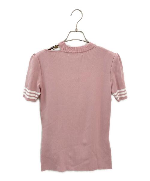 BORDERS at BALCONY（ボーダーズアットバルコニー）BORDERS at BALCONY (ボーダーズアットバルコニー) デコルテカットアウトニットプルオーバー ピンク サイズ:38の古着・服飾アイテム