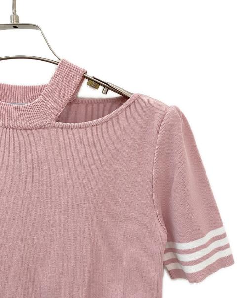 BORDERS at BALCONY（ボーダーズアットバルコニー）BORDERS at BALCONY (ボーダーズアットバルコニー) デコルテカットアウトニットプルオーバー ピンク サイズ:38の古着・服飾アイテム