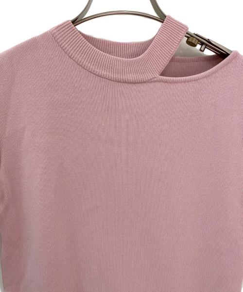 BORDERS at BALCONY（ボーダーズアットバルコニー）BORDERS at BALCONY (ボーダーズアットバルコニー) デコルテカットアウトニットプルオーバー ピンク サイズ:38の古着・服飾アイテム