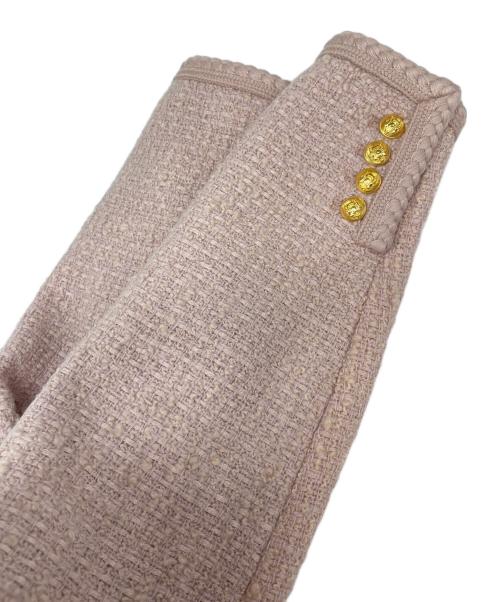 CELINE（セリーヌ）CELINE (セリーヌ) ノーカラー ツイード ジャケット ピンク サイズ:40の古着・服飾アイテム