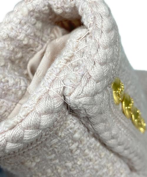 CELINE（セリーヌ）CELINE (セリーヌ) ノーカラー ツイード ジャケット ピンク サイズ:40の古着・服飾アイテム