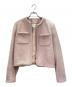 CELINE（セリーヌ）の古着「ノーカラー ツイード ジャケット」｜ピンク