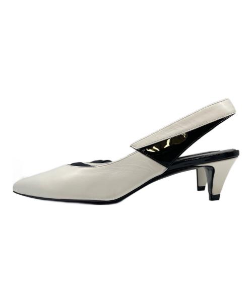 CELINE（セリーヌ）CELINE (セリーヌ) バックストラップ ポインテッドトゥ パンプス ホワイト サイズ:36の古着・服飾アイテム