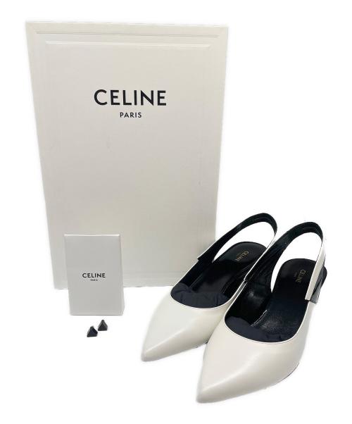 CELINE（セリーヌ）CELINE (セリーヌ) バックストラップ ポインテッドトゥ パンプス ホワイト サイズ:36の古着・服飾アイテム