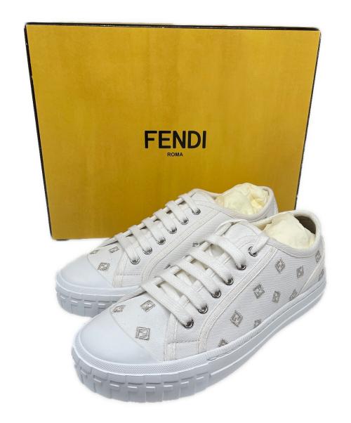 FENDI（フェンディ）FENDI (フェンディ) ドミノ FF総柄 キャンパス スニーカー ホワイト サイズ:7 未使用品の古着・服飾アイテム