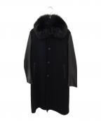 DRAWERドゥロワー）の古着「ファー付袖レザー切替コート」｜ブラック