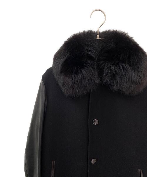 DRAWER（ドゥロワー）DRAWER (ドゥロワー) ファー付袖レザー切替コート ブラック サイズ:36の古着・服飾アイテム