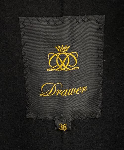 DRAWER（ドゥロワー）DRAWER (ドゥロワー) ファー付袖レザー切替コート ブラック サイズ:36の古着・服飾アイテム