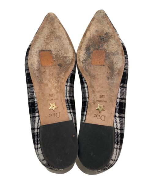 Christian Dior（クリスチャン ディオール）Christian Dior (クリスチャン ディオール) リボンフラットフォームパンプス ライトグレー×ブラック サイズ:36 1/2の古着・服飾アイテム