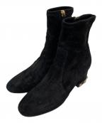 VALENTINOヴァレンティノ）の古着「Rockstud レザートリム スエード アンクルブーツ」｜ブラック