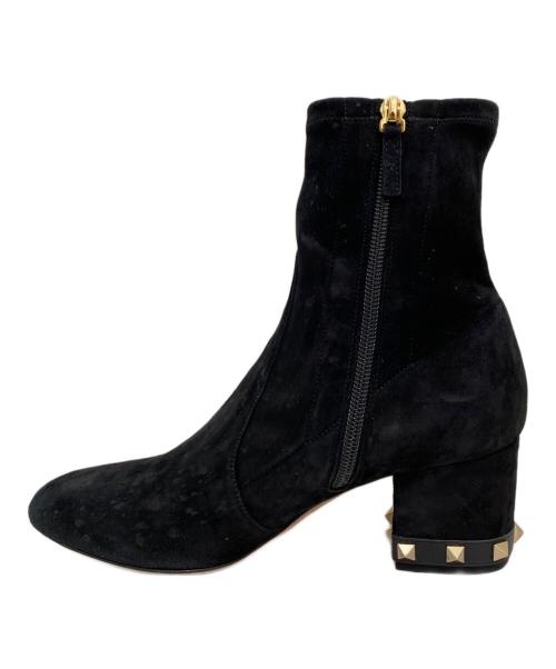 VALENTINO（ヴァレンティノ）VALENTINO (ヴァレンティノ) Rockstud レザートリム スエード アンクルブーツ ブラック サイズ:36 1/2の古着・服飾アイテム