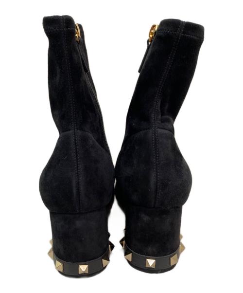 VALENTINO（ヴァレンティノ）VALENTINO (ヴァレンティノ) Rockstud レザートリム スエード アンクルブーツ ブラック サイズ:36 1/2の古着・服飾アイテム