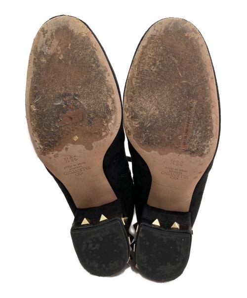 VALENTINO（ヴァレンティノ）VALENTINO (ヴァレンティノ) Rockstud レザートリム スエード アンクルブーツ ブラック サイズ:36 1/2の古着・服飾アイテム