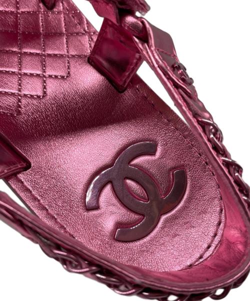 CHANEL（シャネル）CHANEL (シャネル) レザー ココマーク チェーン サンダル ショッキングピンク サイズ:37 Cの古着・服飾アイテム