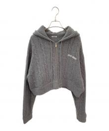 MIU MIU（ミュウミュウ）の古着「カシミヤ混ショートフーディー」｜ライトグレー