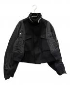 sacaiサカイ）の古着「Wool Melton X Nylon Twill Jacket/ウールメルトン×ナイロンツイルジャケット MA-1ジャケット」｜ブラック