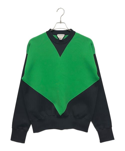 BOTTEGA VENETA（ボッテガベネタ）BOTTEGA VENETA (ボッテガベネタ) テクニカルファブリック ニット/バイカラーニット ブラック×グリーン サイズ:Sの古着・服飾アイテム