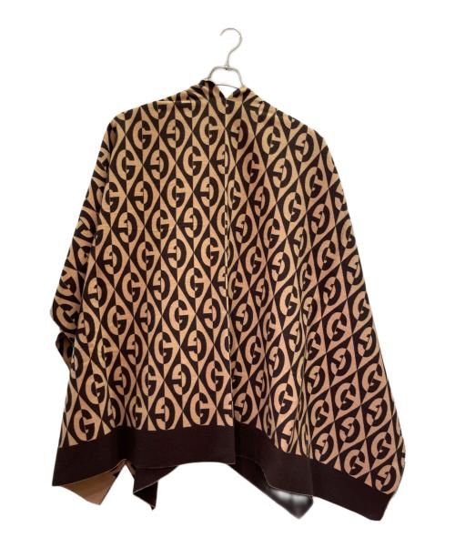 GUCCI（グッチ）GUCCI (グッチ) 大判ブランケット ポンチョ ブラウンの古着・服飾アイテム