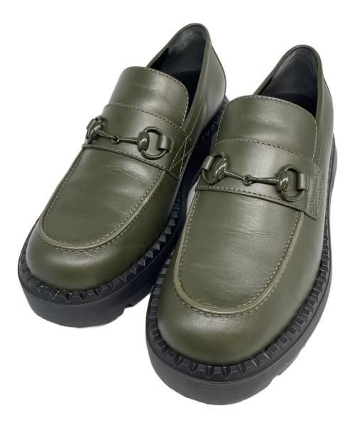 GUCCI（グッチ）GUCCI (グッチ) ラバーホースビットローファー オリーブ サイズ:8の古着・服飾アイテム