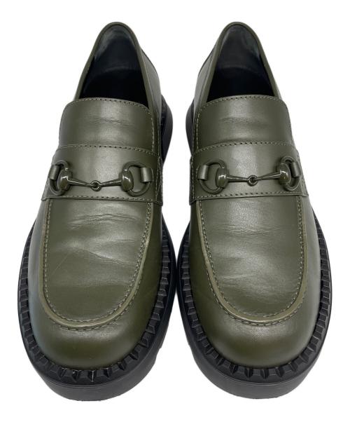 GUCCI（グッチ）GUCCI (グッチ) ラバーホースビットローファー オリーブ サイズ:8の古着・服飾アイテム