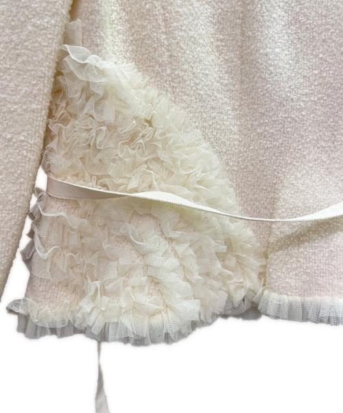 CHANEL（シャネル）CHANEL (シャネル) フリルノーカラージャケット アイボリー サイズ:38の古着・服飾アイテム