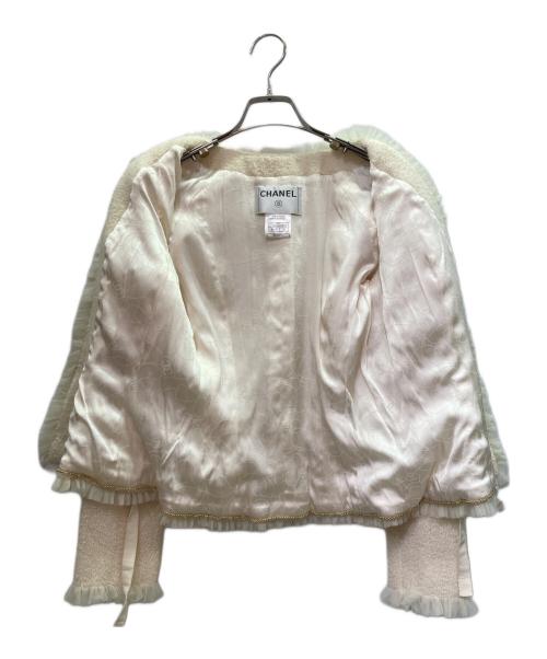CHANEL（シャネル）CHANEL (シャネル) フリルノーカラージャケット アイボリー サイズ:38の古着・服飾アイテム