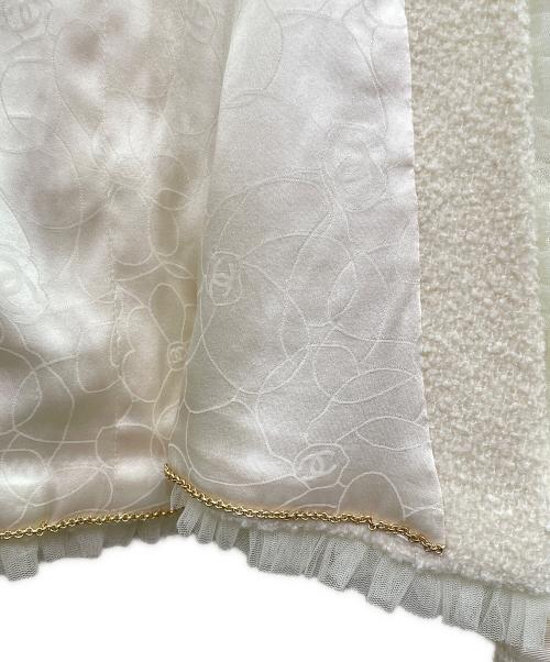 CHANEL（シャネル）CHANEL (シャネル) フリルノーカラージャケット アイボリー サイズ:38の古着・服飾アイテム