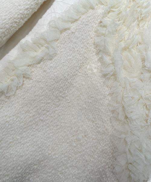 CHANEL（シャネル）CHANEL (シャネル) フリルノーカラージャケット アイボリー サイズ:38の古着・服飾アイテム