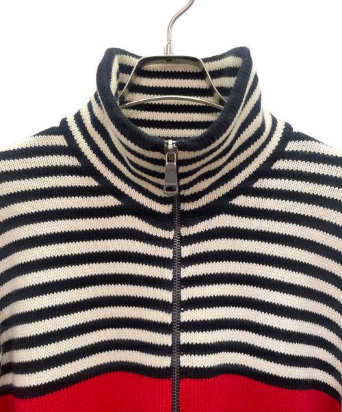 GUCCI（グッチ）GUCCI (グッチ) GGジャガード コットンニットジャケット ネイビー×ホワイト×レッド サイズ:Ｍの古着・服飾アイテム