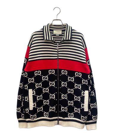 とび様　グッチ　ニットジャケット　GG柄 中古・古着通販】GUCCI (グッチ) GGジャガード コットンニット