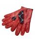 GUCCI (グッチ) GG Leather Gloves レッド×ネイビー サイズ:8 1/2：22000円