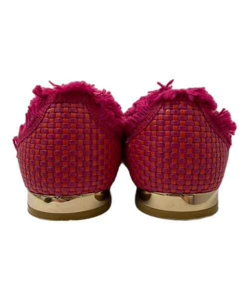 Salvatore Ferragamo（サルヴァトーレ フェラガモ）Salvatore Ferragamo (サルヴァトーレ フェラガモ) バラリボンメッシュフラットパンプス ショッキングピンク サイズ:5 1/2の古着・服飾アイテム