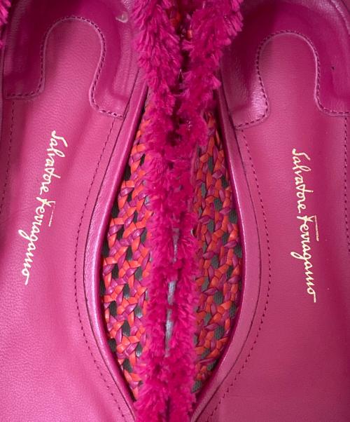 Salvatore Ferragamo（サルヴァトーレ フェラガモ）Salvatore Ferragamo (サルヴァトーレ フェラガモ) バラリボンメッシュフラットパンプス ショッキングピンク サイズ:5 1/2の古着・服飾アイテム