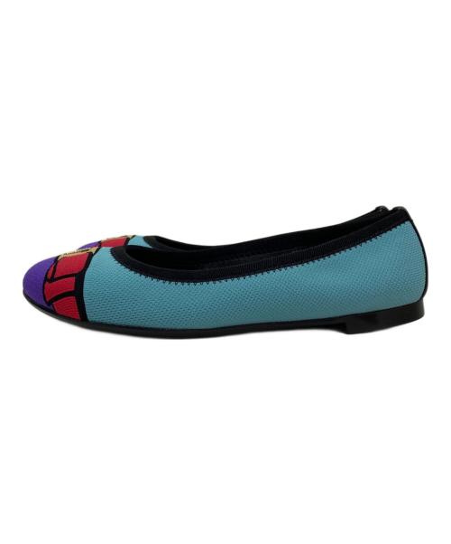 Salvatore Ferragamo（サルヴァトーレ フェラガモ）Salvatore Ferragamo (サルヴァトーレ フェラガモ) ヴァリナニット スカイブルー×レッド サイズ:5の古着・服飾アイテム
