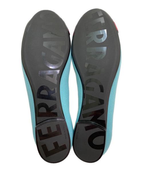 Salvatore Ferragamo（サルヴァトーレ フェラガモ）Salvatore Ferragamo (サルヴァトーレ フェラガモ) ヴァリナニット スカイブルー×レッド サイズ:5の古着・服飾アイテム