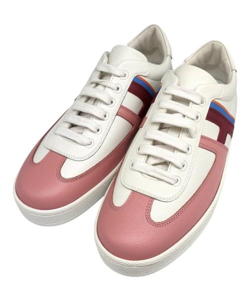 HERMES（エルメス）HERMES (エルメス) ブーメラン/レザースニーカー ホワイト×ピンク サイズ:35 1/2の古着・服飾アイテム