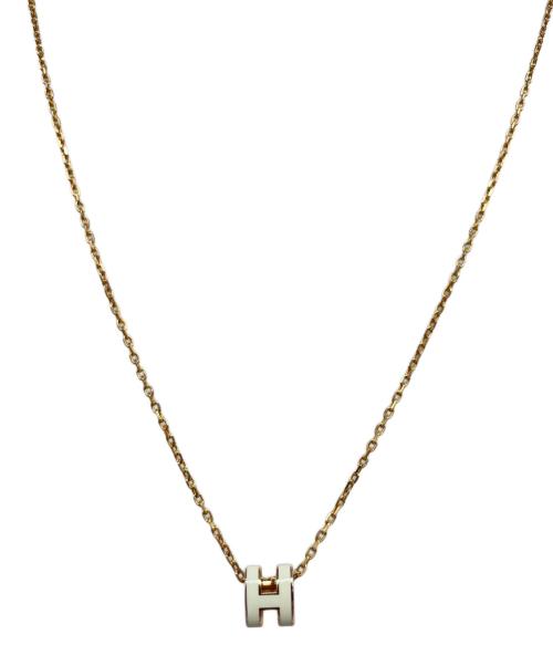 HERMES（エルメス）HERMES (エルメス) ポップアッシュHネックレス/Mini Pop H pendant ホワイト×ゴールド サイズ:MINI/ミニの古着・服飾アイテム